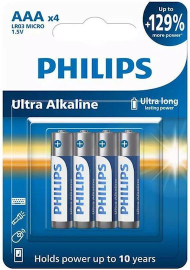 Philips Ultra Алкални Батерии AAA 1.5V 4бр