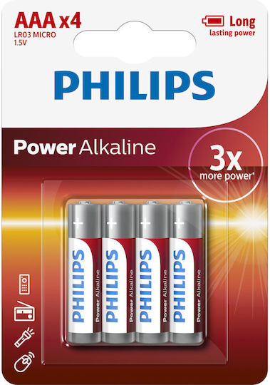 Philips Power Αλκαλικές Μπαταρίες AAA 1.5V 4τμχ