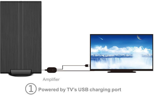 Osio OTA-3035 Indoor TV Antenna (Requires Power Supply) Black