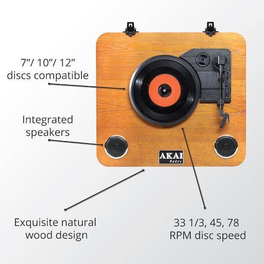Akai Proffesional ATT-11BT ATT-11BTN Πικάπ με Προενίσχυση και Ενσωματωμένα Ηχεία Καφέ