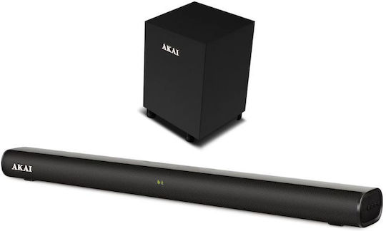 Akai Proffesional ASB-20CSW Soundbar 2.1 Bluetooth και HDMI 80W με Ασύρματο Subwoofer και Τηλεχειριστήριο Μαύρο