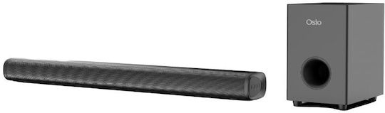 Osio OSBT-9060 Soundbar 2.0 Bluetooth και HDMI 15W με Ασύρματο Subwoofer και Τηλεχειριστήριο Μαύρο