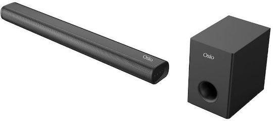 Osio OSBT-9060 Soundbar 2.0 Bluetooth και HDMI 15W με Ασύρματο Subwoofer και Τηλεχειριστήριο Μαύρο