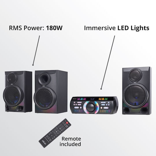 Akai Proffesional Аудиосистема 3.1 180W с CD Player и Bluetooth