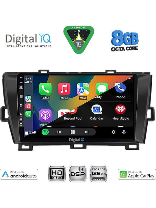Digital IQ Car Audio System for Toyota Prius 2009-2015 Bluetooth USB WiFi GPS Apple CarPlay Android Auto with 9" Touch Screen