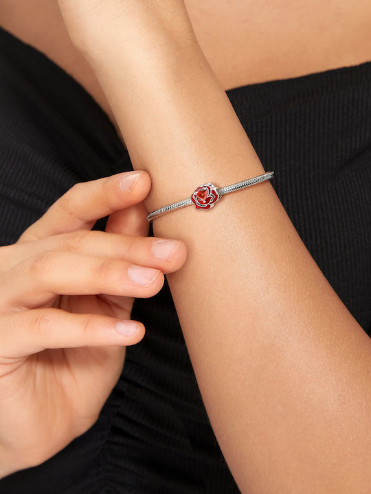 Pandora Charm Inimă din Argint cu Zircon Roz