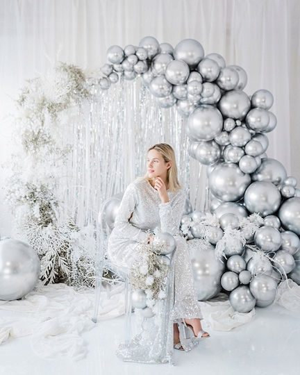 Wedding Jumbo Round Gray Balloon 60cm