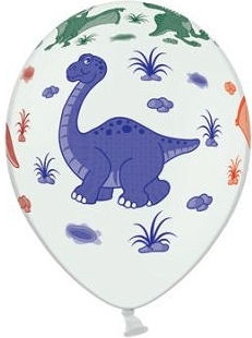 Birthday Dinosaur White Balloon