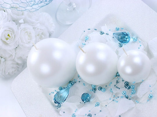 PartyDeco Διακοσμητικό Κερί Μπάλα Λευκό