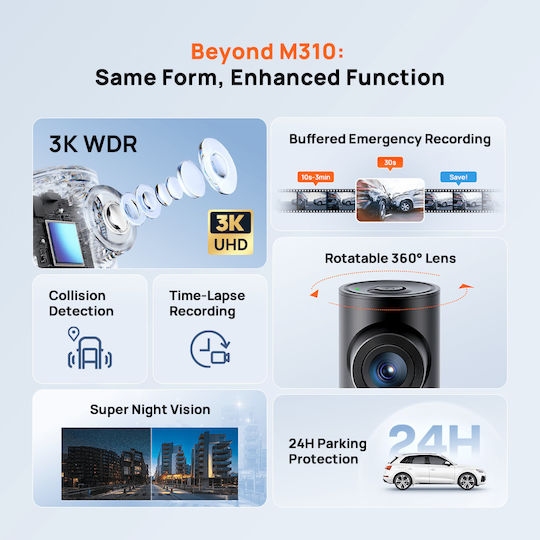 70Mai M310 Plus 4K Car DVR Camera 4K Wi-Fi
