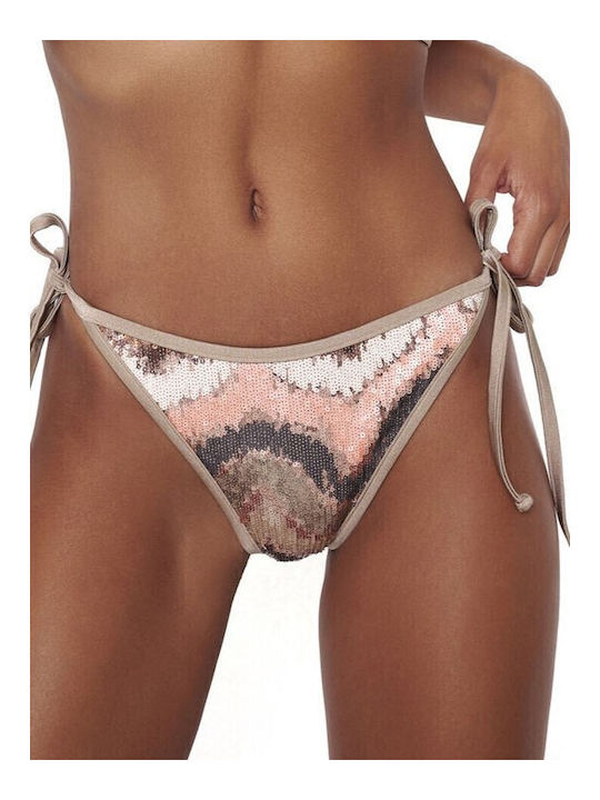 Champagne Cocktail Bikini Brazil with Laces Gold