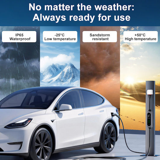 Junsun Преносим Трифазен Зарядно Устройство 22kW с Вграден Кабел 6м Тип 2