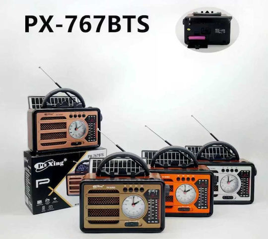 PX-767BTS Retro Solar Radio with Bluetooth and USB Gold
