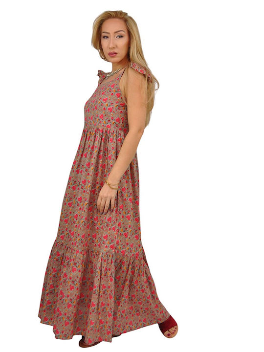 Summer Maxi Dress with Ruffles Floral