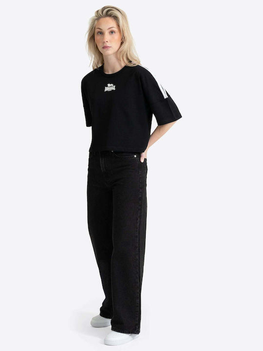Γυναικείο Oversized Crop T-shirt Ριγέ Black/white