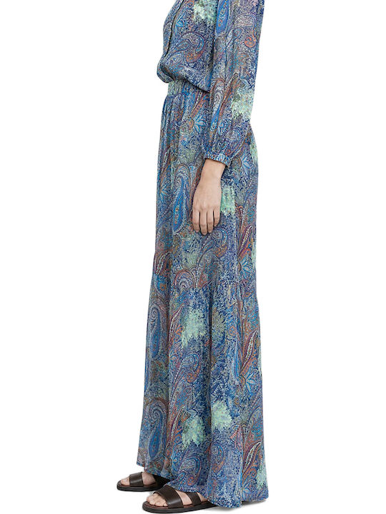 Women's Pantaloons in Wide Leg Style Blue-Green-Sky
