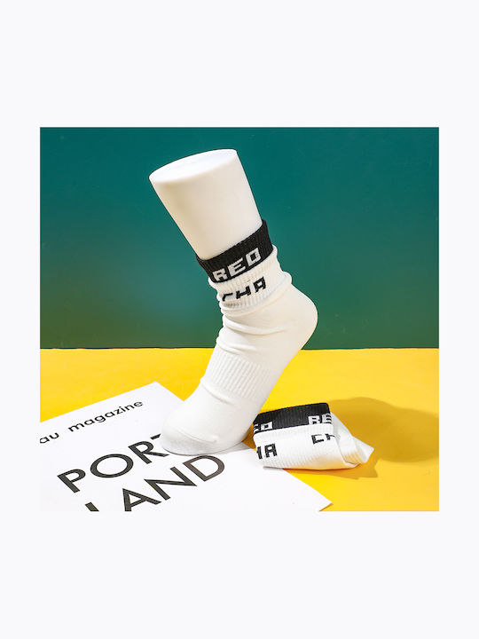 Men's Socks Mid-Calf Double Cuff Blue Letters