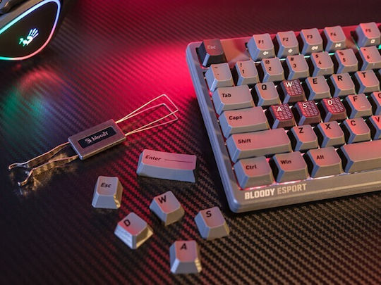 A4Tech Bloody MS76 Ηall Effect Gaming Πληκτρολόγιο 75% με Magnetic διακόπτες και RGB φωτισμό (International English) Iron Grey