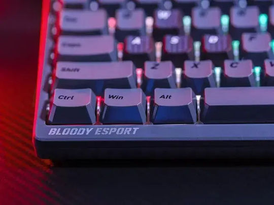 A4Tech Bloody MS76 Ηall Effect Gaming Πληκτρολόγιο 75% με Magnetic διακόπτες και RGB φωτισμό (International English) Iron Grey