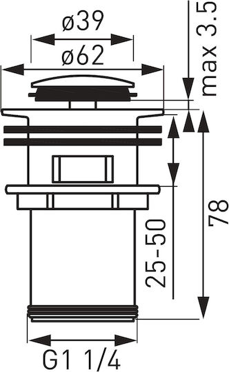 Drain Valve Overflow Click-clack 5/4" Brushed Nickel