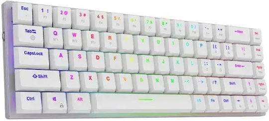 Aqirys Agena Ασύρματο Gaming Μηχανικό Πληκτρολόγιο 65% με Gateron Low Profile Red διακόπτες και RGB φωτισμό (Αγγλικό US) Λευκό