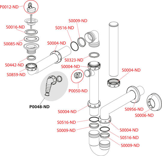 Compact Sink Pipe Semi-trap 6/4 Nut