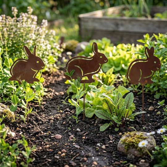Garden Decoration On A Stake Set Bunnies