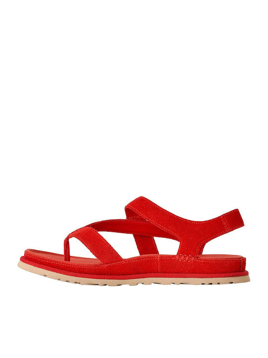 Damen Flache Rote Sandalen