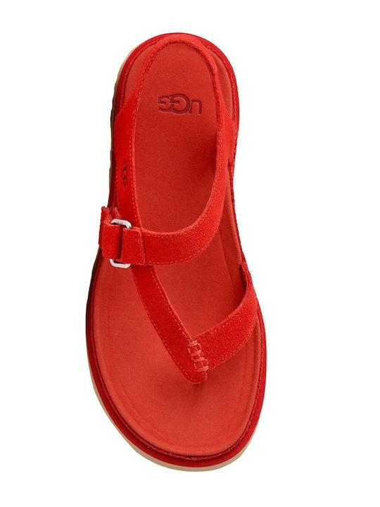 Damen Flache Rote Sandalen