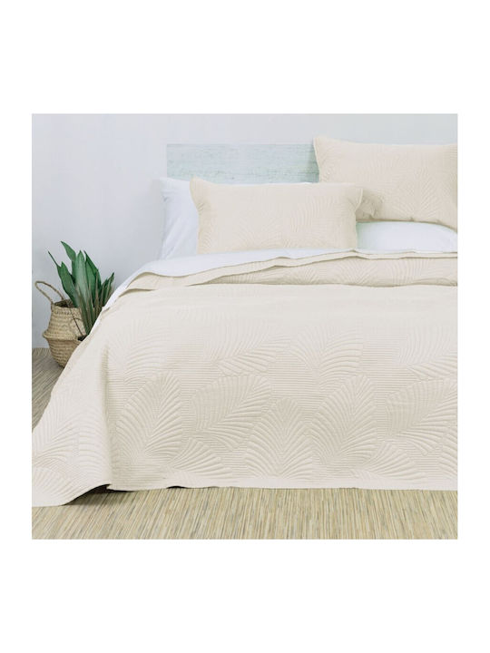 Borea Tropical Set Coverlet Queen Size from Polyester Ecru 220x240cm 3pcs