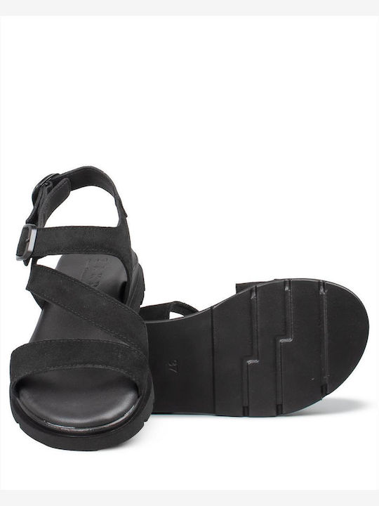 Women's Flat Sandals Black 639 Black Suede
