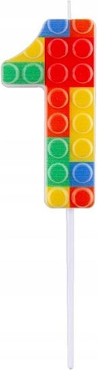 Piker Candle Cake Number 1 Colorful Blocks Birthday 10cm