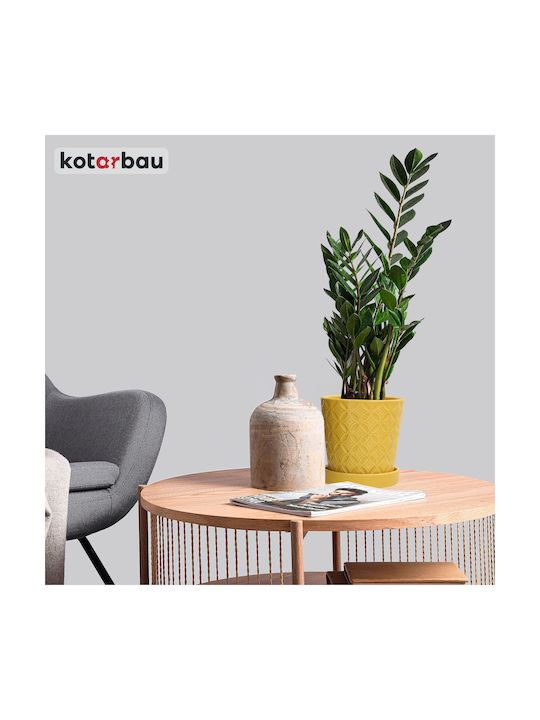 Kotarbau Ceramic Flower Pot Mustard With Saucer 15x15cm
