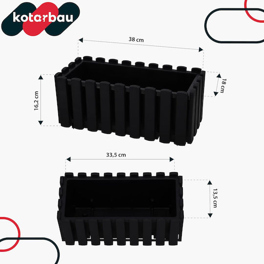 Kotarbau Σετ 6 Γλάστρες Ξύλινες Anthracite