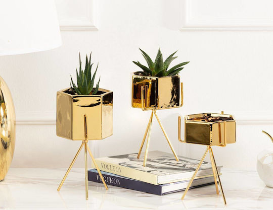 HowHomely Ceramic Flower Pot Gold