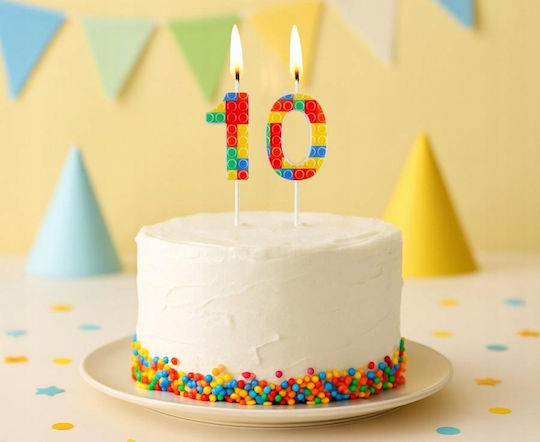 Piker Candle Cake Number 0 Zero Colorful Blocks Birthday 10cm
