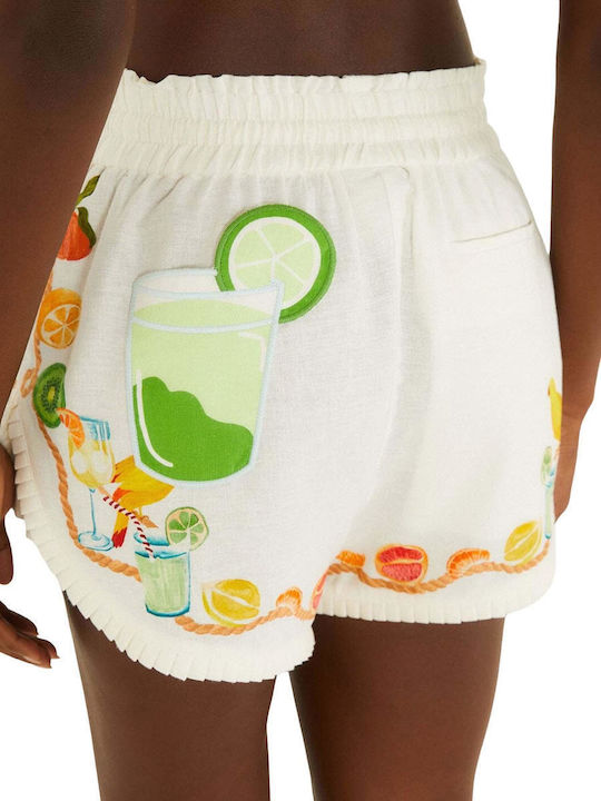 Damen-Leinen-Shorts Off-White