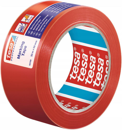 Tesa Marking Tape Made of Plastic in Red Colour Length 33m