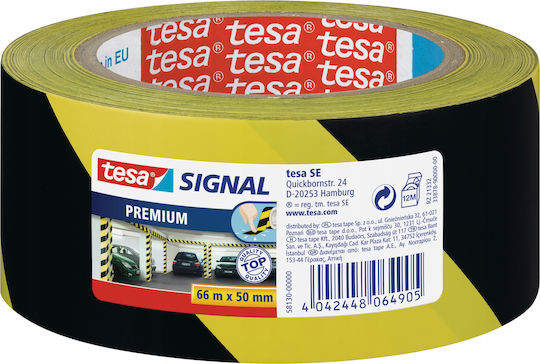 Tesa Premium Ταινία Σήμανσης από Πλαστικό σε Κίτρινο Χρώμα Μήκους 66μ.