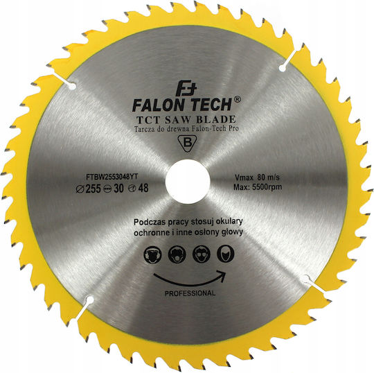 Falon-Tech Δίσκος Κοπής Ξύλου με 48 Δόντια 255mm