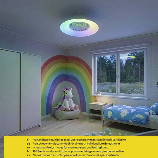 123led Deckenventilator 60cm mit Leuchte Weiß