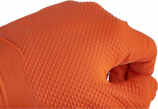 Geko Solid Grip Nitrile Gloves Orange Xxl 50 Pcs
