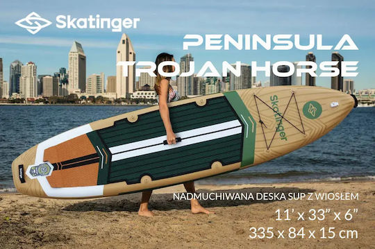 Skatinger Peninsula Trojan Horse Надуваема SUP Дъска с Дължина 3.35m Зелена
