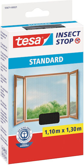 Tesa Plasă de Țânțari pentru Fereastră cu Scai din Poliester Neagră 130x110cm
