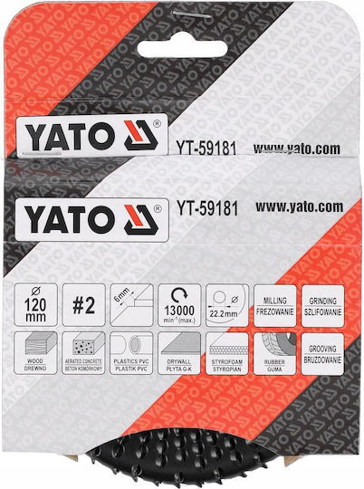 Yato Complete Convex Disc 120x6mm Grinding Milling 13,000 Rpm 22.2mm
