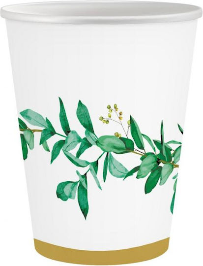 Weiße Gläser Boho Blatt Muster Feier 250ml 6 Stück