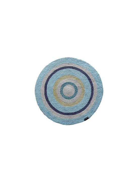 Guy Laroche Vanity Wohnzimmer Teppich Rund Aus Jute Blau 110cm