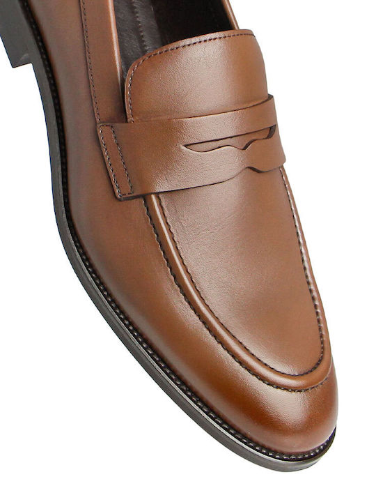 Leather Men's Moccasins In Tabac Brown Colour