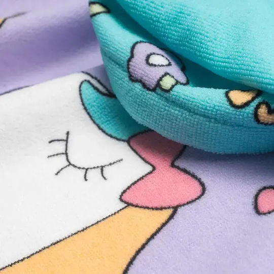 Kid's Beach Poncho Towel Girls Unicorn Purple