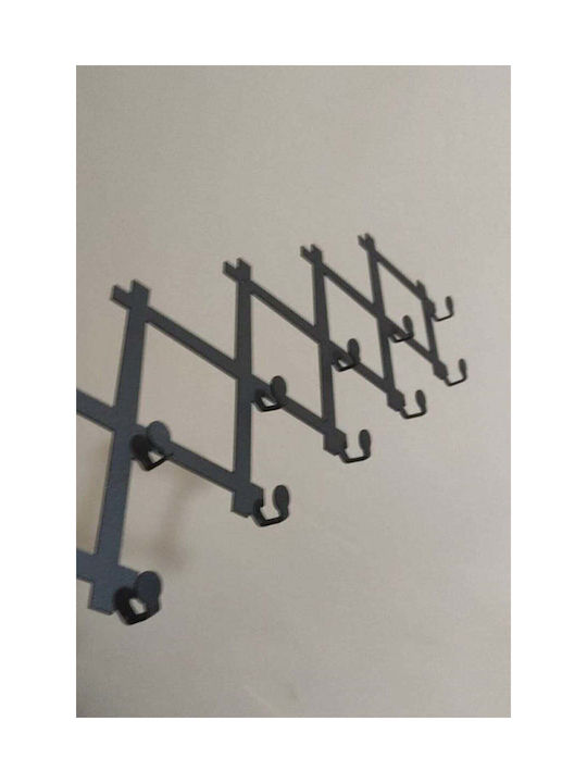 SteweHome Metal Wall Hanger 10 Hooks Black 55x20x20cm
